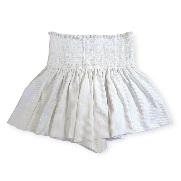 QUEEN OF SPARKLES Swing Shorts In White Metallic Holographic Small - Picture 2 of 7
